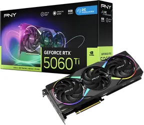 PNY GeForce RTX 5060 Ti ARGB OC 8GB / Grafikkarte / 2407-2692 MHz / 8 GB GDDR7 / 128 Bit / 1x HDMI + 3x DP / 650 W