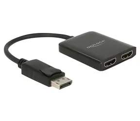 DeLock 87769 schwarz / Splitter / DisplayPort 1.4 Eingang > 2× HDMI Ausgang / MST / 4K 30Hz