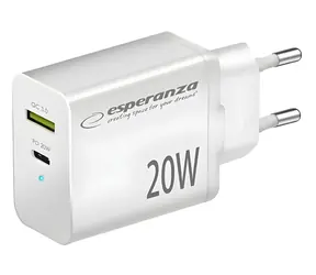 Esperanza EZC105W weiß / Ladeadapter / 20 W / Quick Charge 3.0 / USB-C + USB-A