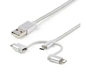 StarTech Lightning- Cable silber / Datenkabel / USB-A + Micro-USB B + USB-C / 1 m / 480 Mbit/s