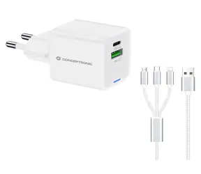 Conceptronic ALTHEA16W weiß / USB-Ladeadapter / 1x USB-A / 1x USB-C / 33 W / GaN / PD