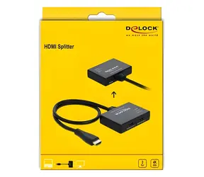 DeLock HDMI-Splitter 1 x HDMI > 2 x HDMI-Ausgang / Splitter / 4K 60 Hz / HDR / HDCP 2.2
