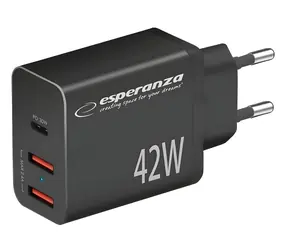 Esperanza EZC106K schwarz / Netzteil / 42 W / Power Delivery / 1x USB-C / 2x USB-A