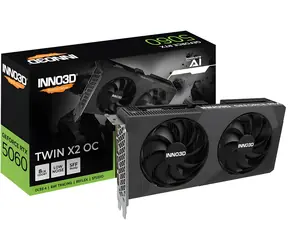 Inno3D GeForce RTX 5060 TWIN X2 OC V2 / Grafikkarte / 2527 MHz / 8 GB GDDR7 / 128 Bit / 1x HDMI + 3x DP / 550 W