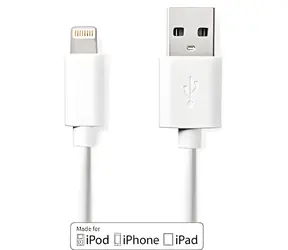 Nedis Lightning-Kabel, 3 m, weiß / Datenkabel / USB-A 2.0 (Stecker) - Lightning 8-Pin (Stecker) / 480 Mbit/s