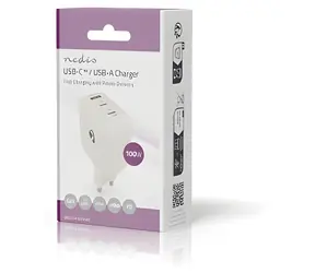 Nedis GaN 100W weiß / Netzladegerät / 2x USB-C PD3.0 / 1x USB-A QC3.0