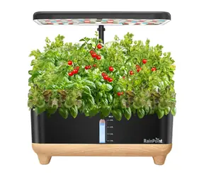 RainPoint Z238 Holzbasis / Hydroponisches Anbauset / 13 Körbe / 5-Liter-Tank / LED-Beleuchtung