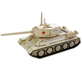 Woodcraft 3D - Puzzle Panzer T-34 P / Naturholz / ab 8 Jahren / Schwierigkeitsgrad: mittel