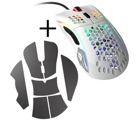 Glorious Model D, glänzend weiß + schwarzes Griffband / Gaming-Maus / 12000 DPI / 6 programmierbare Tasten / RGB-Beleuchtung / 2 m