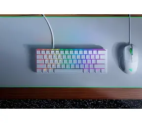 Razer Huntsman Mini - Mercury Edition Weiß / Gaming-Tastatur / Mechanisch / Kabelgebunden / Optische Razer Schalter / ISO DE