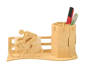 Woodcraft 3D-Puzzle-Stiftehalter aus Holz für Radfahrer