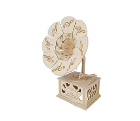Woodcraft: 3D-Grammophon-Puzzle aus Naturholz / ab 8 Jahren / Schwierigkeitsgrad: leicht