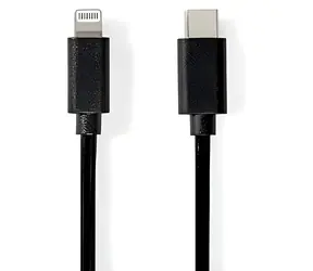 Nedis Lightning-Kabel 1 m schwarz / Datenkabel / USB-C (Stecker) - Lightning 8-Pin (Stecker) / USB 2.0 / 480 Mbit/s