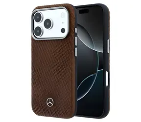 Mercedes iPhone 17 Pro Schutzhülle aus PU-Leder in Holzoptik (Kamel)