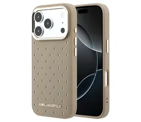 Karl Lagerfeld Perforierte Goldpunkte beige iPhone 17 Pro Max