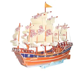 Woodcraft -3D-Puzzle „Buntes Segelschiff“ PC131 / ab 8 Jahren / Schwierigkeitsgrad: mittel