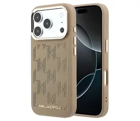Karl Lagerfeld Perforiertes Monogramm beige iPhone 17 Pro