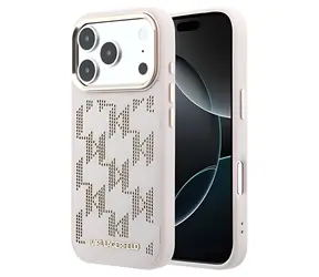 Karl Lagerfeld Perforiertes Monogramm pinkfarbenes iPhone 17 Pro