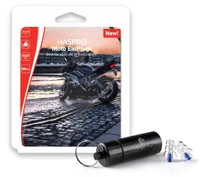 Haspro Moto Ohrstöpsel, transparent-blau / für Motorradfahrer / Schalldämmung 26 dB / Silikon / 1 Paar