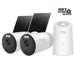 iGet HOMEGUARD HGWNK108402S / Drahtloses Kameraset / 2K QHD / 10-Kanal-NVR / 2x Akku-Kamera + Solar / PIR / IP66