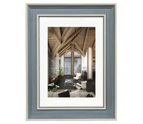 HAMA RUSTIC grau-blau / Rahmen / 13×18 cm / Kunststoff in Holzoptik / mit Passepartout