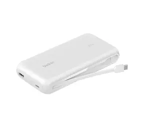 Belkin BOOST CHARGE 20000mAh + Kabel weiß / Powerbank / integriertes USB-C-Kabel / 30W PD
