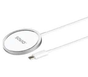 Savio LA-11 weiß / Kabelloses Ladegerät / Magnetisch / 15 W / Qi 1.2
