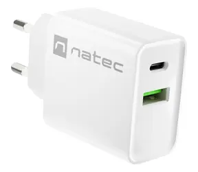 Natec Ribera weiß / Ladegerät / 1x USB-C + 1x USB-A / 20W / PD 3.0