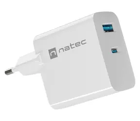 Natec Ribera GaN weiß / Ladegerät / GaN / 45 W / 1x USB-A / 1x USB-C / PD 3.0