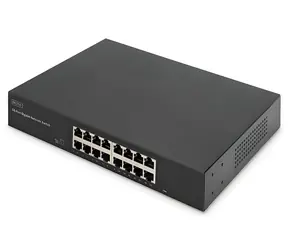 Digitus DN-80112-2 schwarz / Switch / 16 Gigabit-Ethernet-Ports / Unmanaged / 19"-Rack / lüfterlos