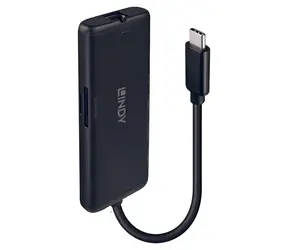 Lindy DST-Mini schwarz / Dockingstation / USB-C / HDMI 4K 60Hz / RJ-45 / Kartenleser / PD 100W