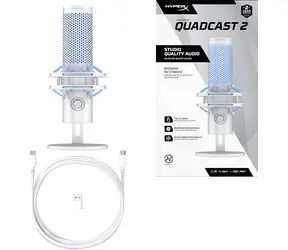 HyperX QuadCast 2 Frost / Desktop-Mikrofon / USB-C / RGB-Hintergrundbeleuchtung / Touch-Stummschaltung / 3 m Kabel