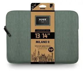 PORT DESIGNS Milano II Eco Sleeve, salbeigrün / Laptoptasche / 13/14 Zoll / Cord / Öko