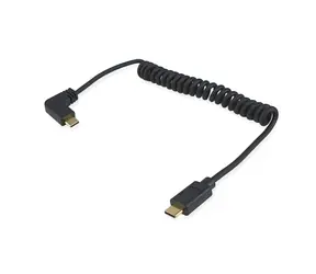 Equip: Schwarz / USB-C-zu-USB-C-Kabel / USB 2.0 / 90°-Spiralstecker / 1 m