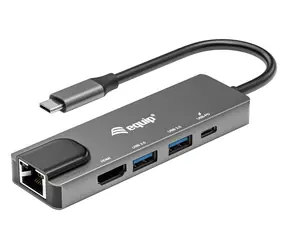 Equip 133489 grau / Dockingstation / USB-C / HDMI 4K / GbE LAN / PD 100W / 2x USB-A