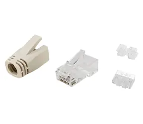 Equip mit Cat6a RJ45 transparent, weiß / Stecker / ungeschirmt / vergoldete Kontakte / 100 Stück.
