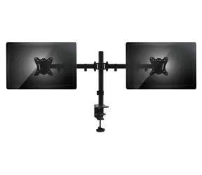 Schwarzer Equip -Tischhalter für 2 Monitore (13-27 Zoll, VESA 75x75-100x100, Tragkraft 2 x 8 kg, höhenverstellbar)