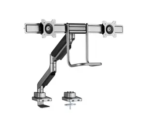 Schwarzer Monitor- Equip für 2 Monitore (17-32 Zoll), Tragkraft 9 kg, VESA 75x75-100x100, Gasdruckfeder