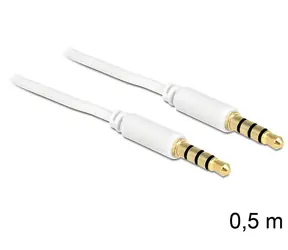 DeLock Klinkenstecker, 3,5 mm, 4-polig, weiß / Audiokabel / 0,5 m / vergoldete Anschlüsse