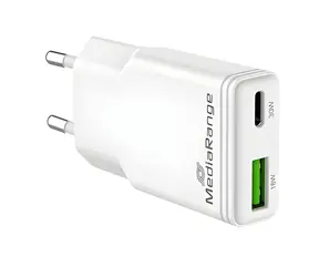 MediaRange GaN 30W weiß / Ladegerät / 1x USB-C / 1x USB-A / PD 3.0 / QC 3.0
