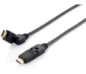Equip: 5 m HDMI-Kabel (schwarz), 180° drehbarer Stecker, 4K 60 Hz, HDMI 2.0 (18 Gbit/s), Ethernet