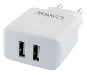Schwaiger weiß / Netzladegerät / 2x USB / 2,4 A / 12 W