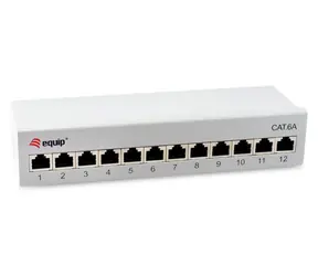 Graue Patchpanel Equip / 12x RJ45 / Cat6a / Geschirmt / 500 MHz / Desktop