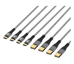 EFB USB-A - USB-C 60W grau / Ladekabelset / 4X 0,5+1+2+3 m / Quick Charge 3.0 / Textilummantelung