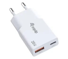 Slim GaN- Equip , weiß / Ladegerät / 20 W / USB-C PD 3.0 + USB-A / 2 Anschlüsse