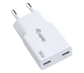 Equip 245524 weiß / Ladegerät / 2x USB-C / GaN / 30W / PD3.0