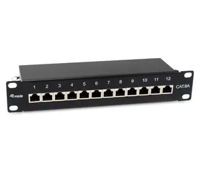 Equip "-Patchpanel schwarz / 12 Ports / Cat6a FTP / 1 HE / 500 MHz