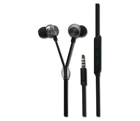 2GO In-Ear-Kopfhörer im Luxus- Zipper-Stil, anthrazit, mit Mikrofon, 3,5-mm-Klinkenstecker, kabelgebunden