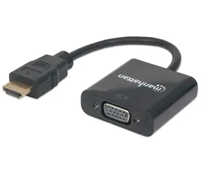 Manhattan HDMI - VGA schwarz / Reduzierung / 0,3 m / Vergoldete Anschlüsse / Full HD 1080p