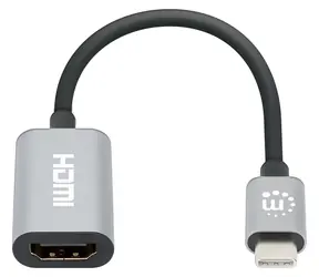 Manhattan USB-C auf HDMI Adapter, grau / 4K 60Hz / HDCP 2.3 / Aluminiumgehäuse